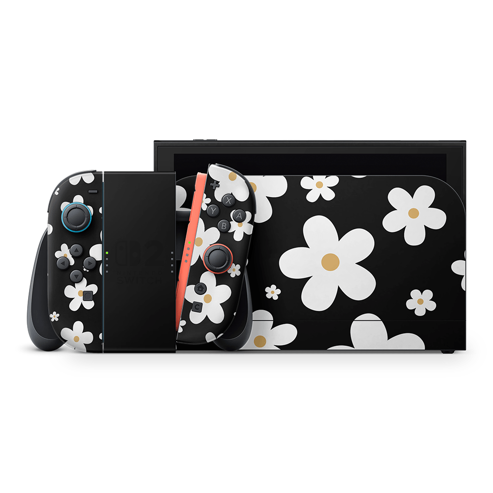 Monochrome Daisy Nintendo Switch 2 Decal Skin