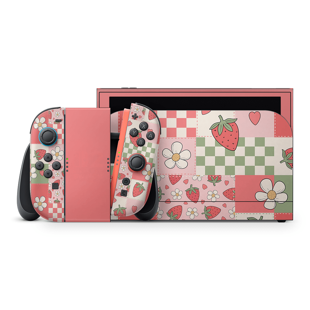Strawberry Patchwork Nintendo Switch 2 Decal Skin