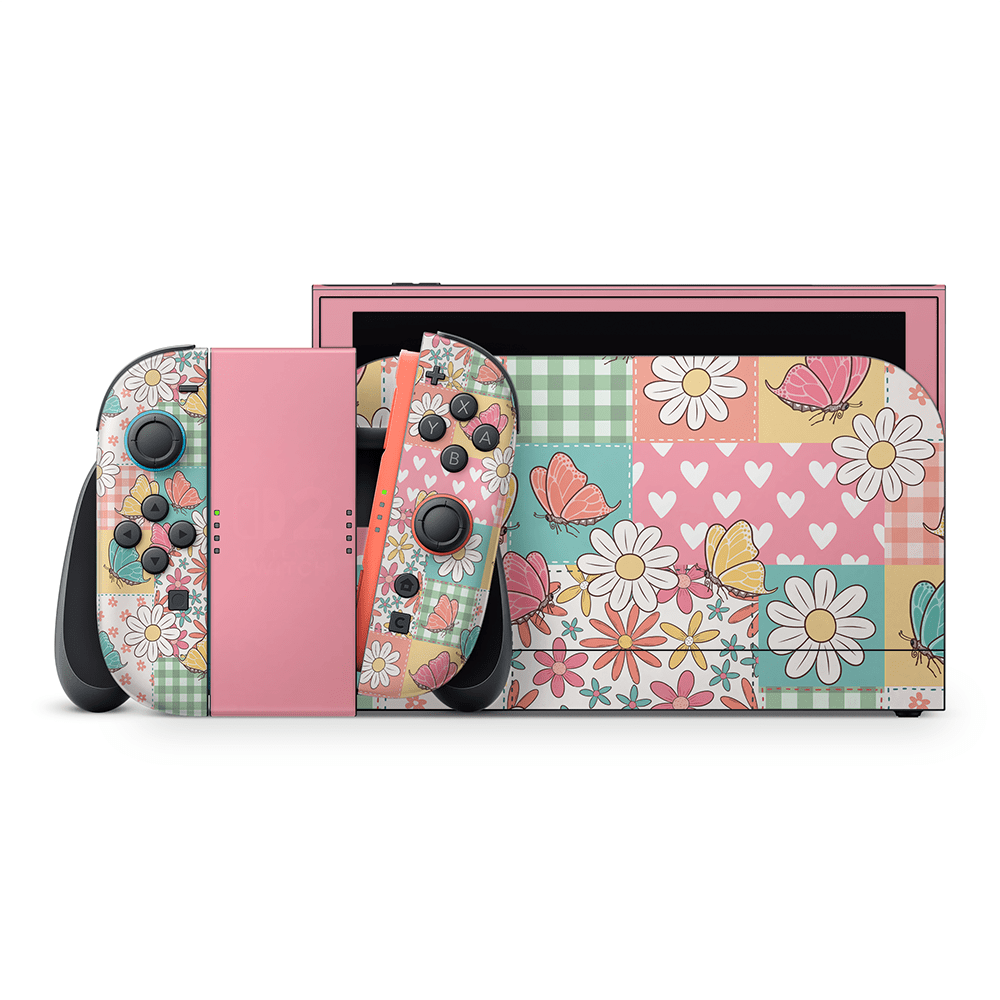 Butterfly Patchwork Nintendo Switch 2 Decal Skin
