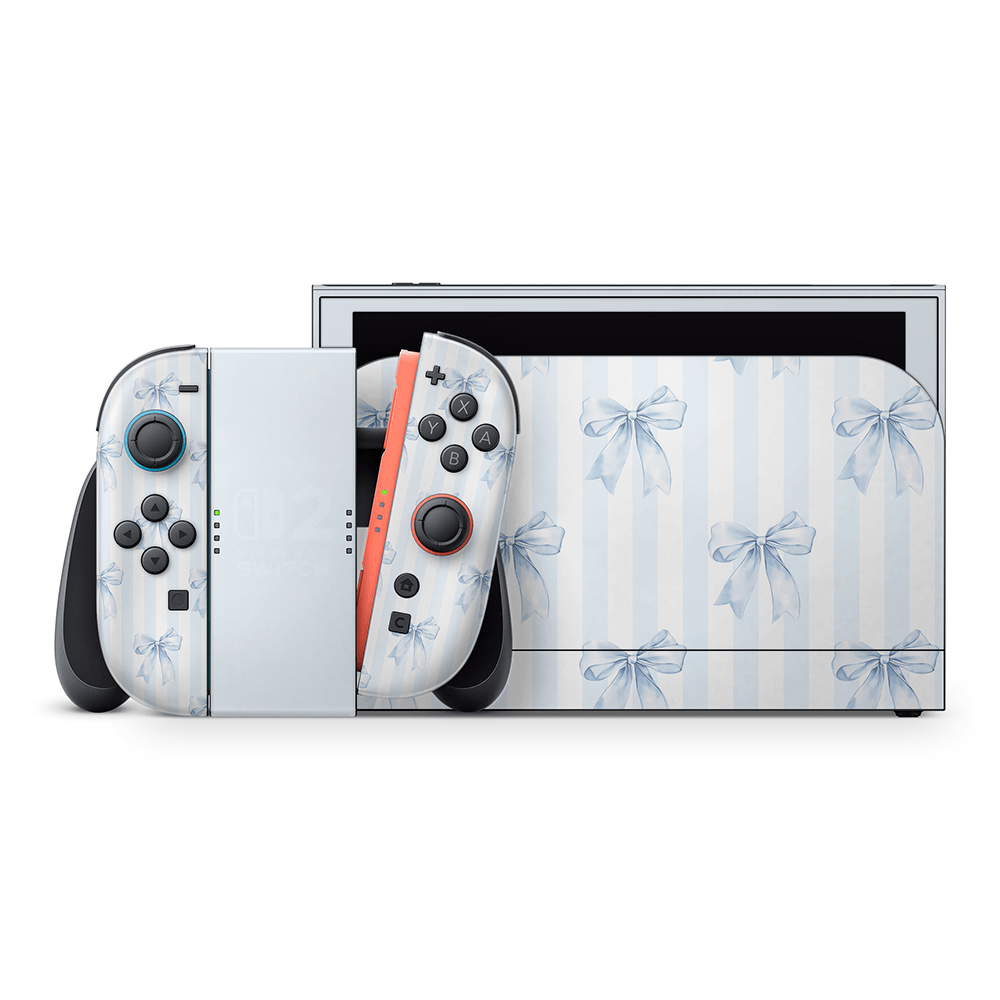 Sky Blue Bows Nintendo Switch 2 Decal Skin