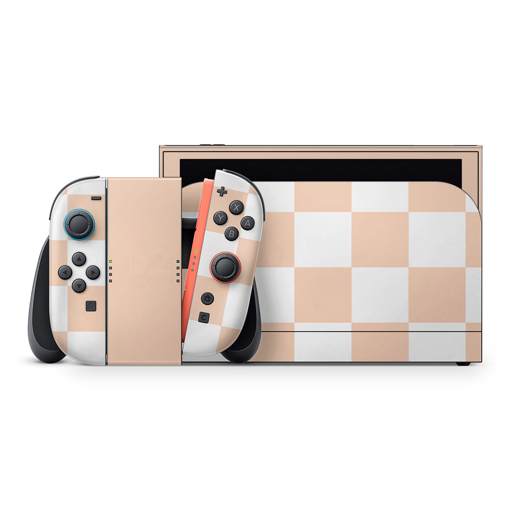 Peach Checkered Nintendo Switch 2 Decal Skin