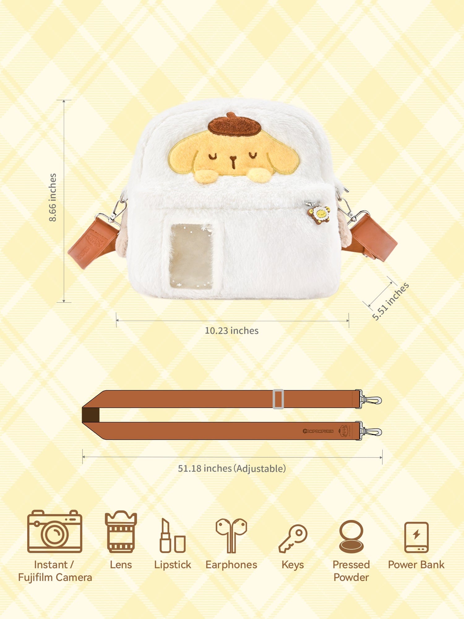 Pompompurin Plush Camera Carrying Bag