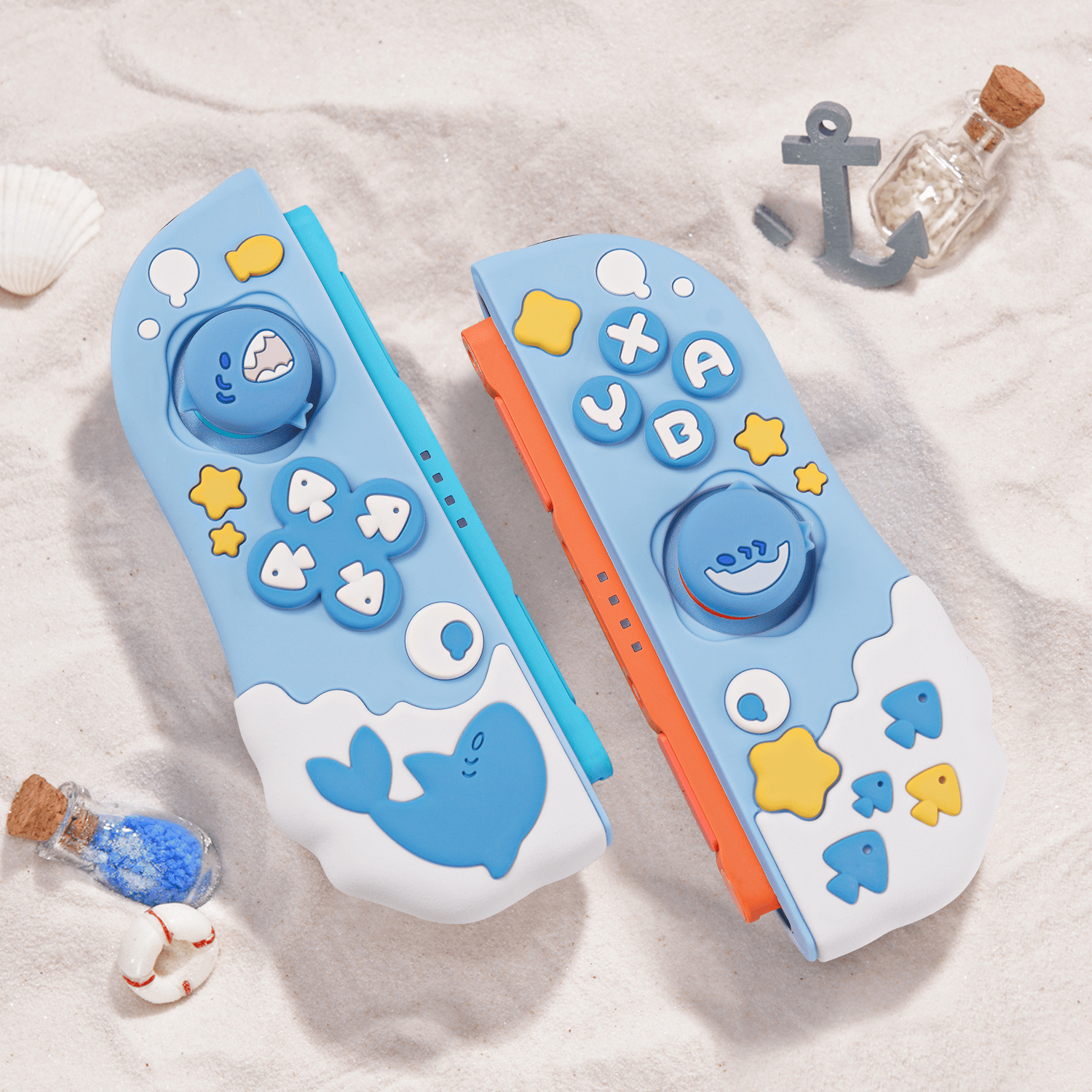 GeekShare Shark Party Silicone Controller Grip Case Set for Switch 2